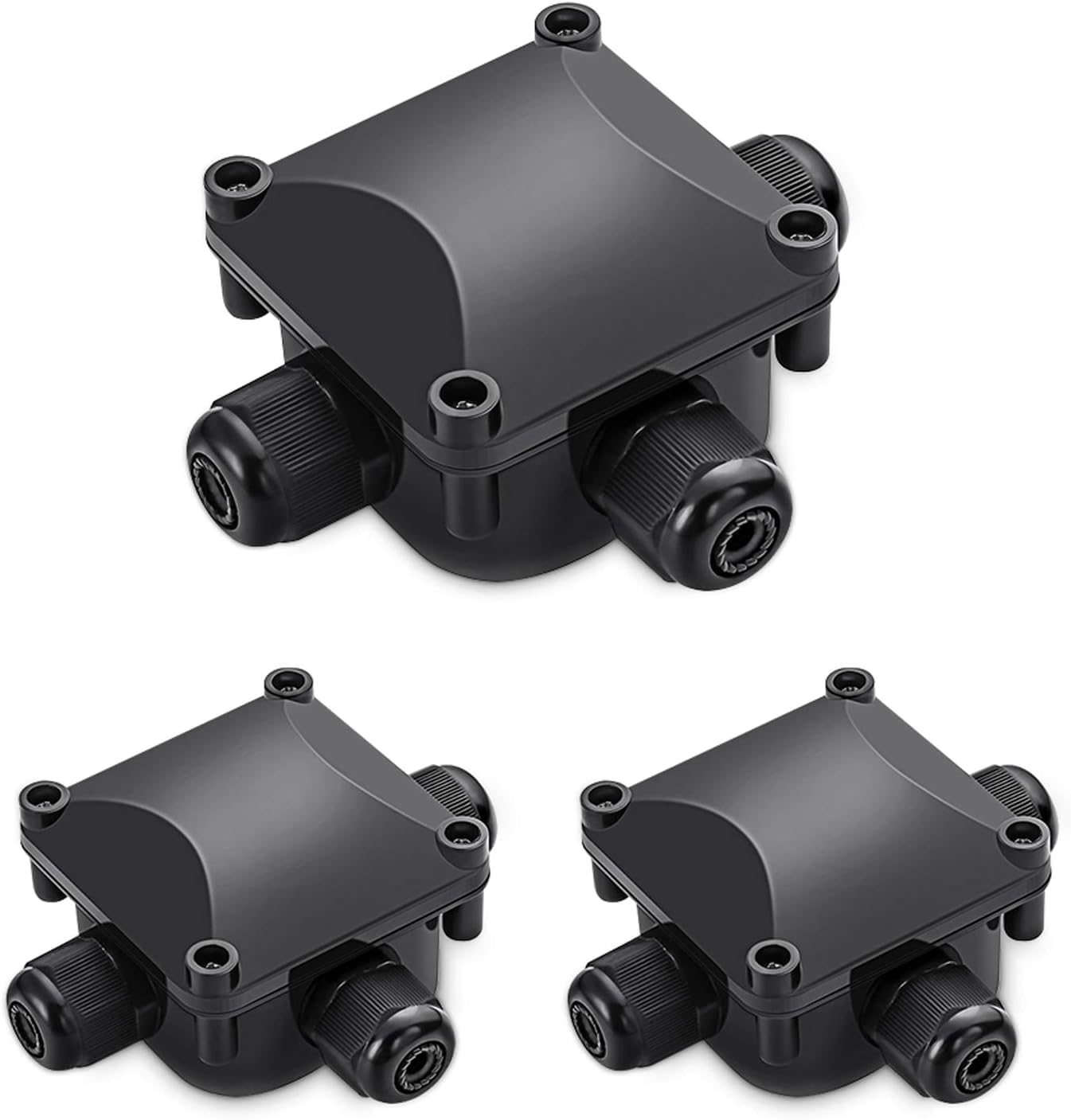 Photo 1 of Waterproof Junction Box, IP68, 3-Way Outdoor Cable Connectors,Outdoor/External Electrical Light Junction Box Ø 6mm-10.2mm (3 Pack)