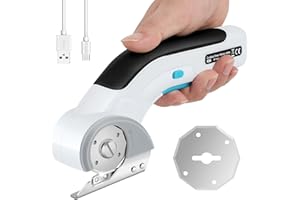 DEJUNPIOOL Cardboard Cutter Electric Box Cutter, 2 Blades, Cordless Electric Scissors for Cardboard, Fabric, Carpet, Plastic, Leather, Rechargeable Power Cutting Tools, Type-C Charging, 4V, 2.0 Ah Battery