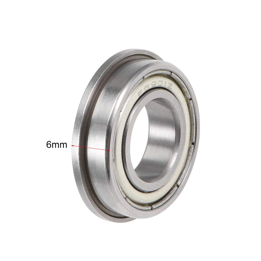 sourcing map F6901ZZ Flanged Ball Bearing 12x24x6mm Shielded Chrome Steel Flange Rip Bearings 6pcs, F684ZZ (5Qty) - Image 4