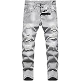 HENGAO Boy's Distressed Ripped Skinny Jeans