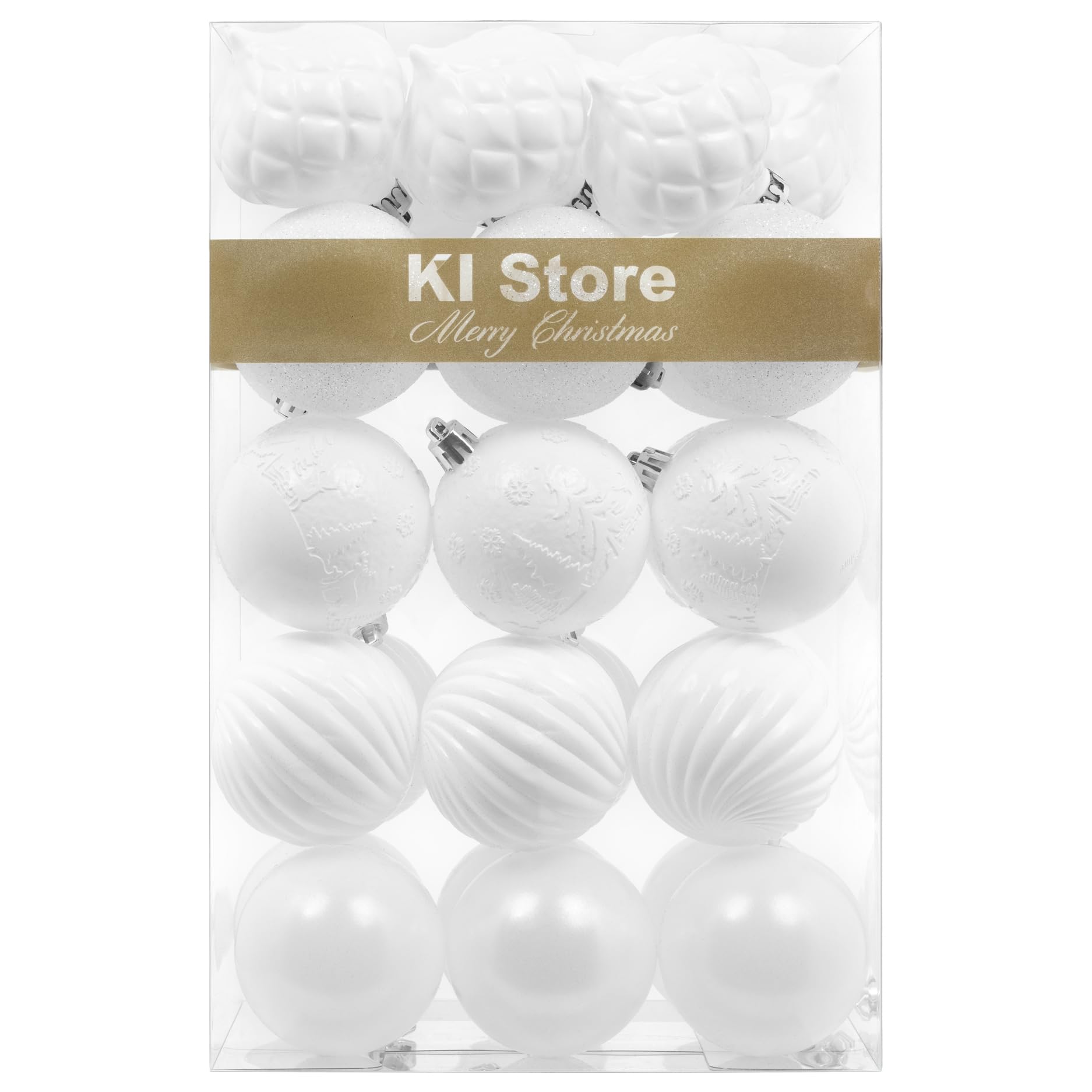 KI Store White Christmas Baubles 30pcs 60mm Shatterproof Christmas Tree Decoration Ornaments