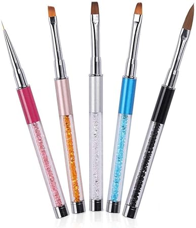 Amazon ネイルブラシセット ジェルネイルブラシ ネイルアート筆 高級ナイロン ネイル用ブラシ ネイル用品 キャップ付き 5本セット Kanjar ネイルアートブラシ 通販