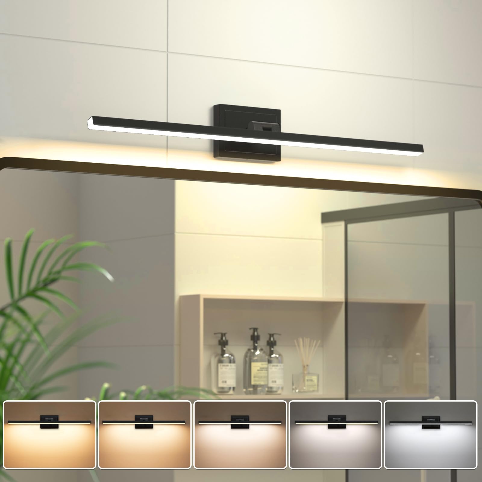 Photo 1 of VOLISUN Modern Bathroom Vanity Light 31.5 inch, Rotatable, 18W Dimmable 5CCT Led Bathroom Light Fixture Over Mirror, Black Bar Vanity Light for Bathroom Mirror Cabinets-ETL Certificated