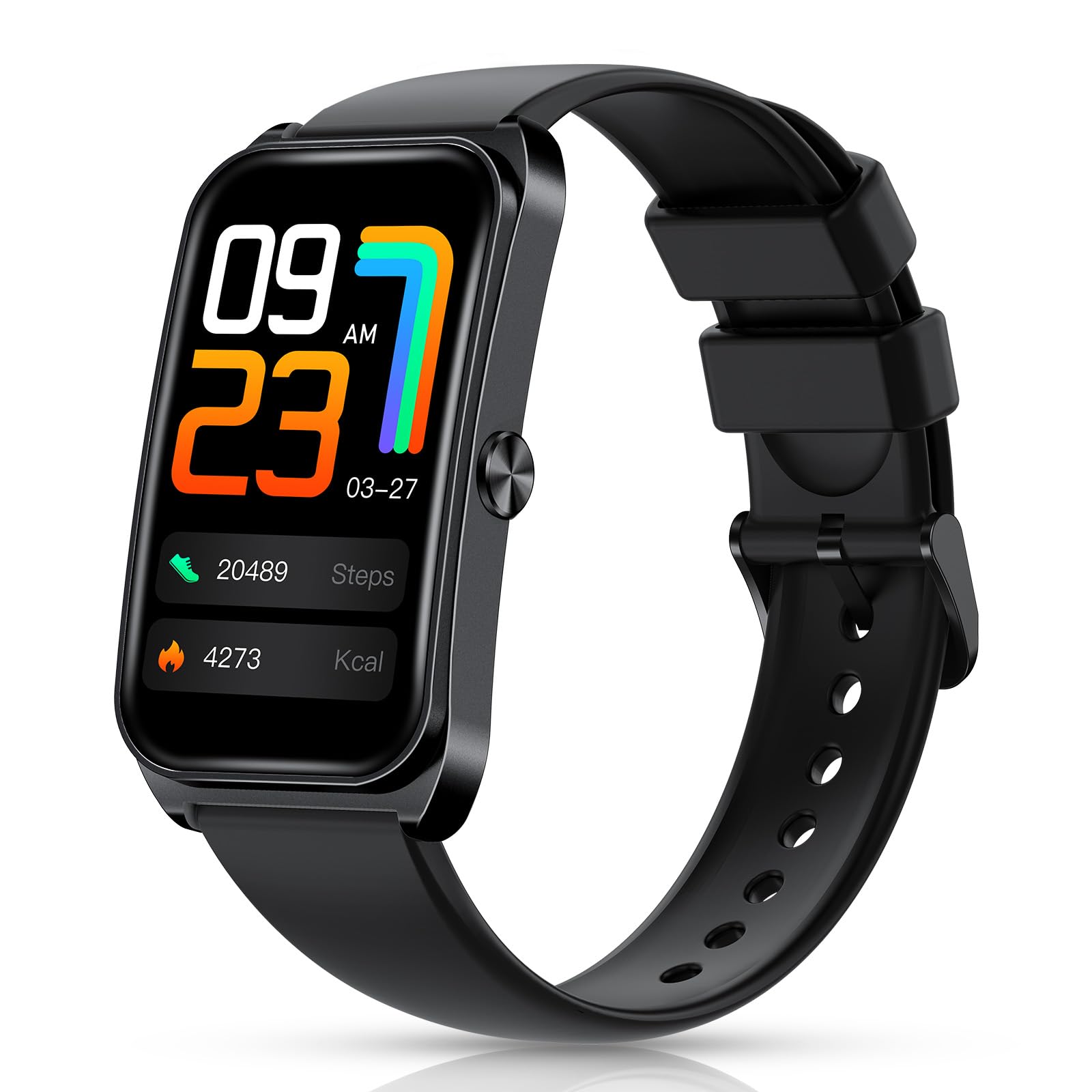 FOSMET FOS10 Smartwatch, 1.47 inch, Compatible with iPhone, Android Compatible, Curved Display, IP68 Waterproof, Bluetooth 5.3, 1000 Nit, High Brightness, More Than 100 Exercise Modes, 24 Hour Health