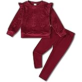 Jecson Toddler Girl Fall Clothes: Soft Warm Stretchy Outfits Set Ruffle Sleeve Sweatshirt and Leggings Cute Home & Out 2-8Y