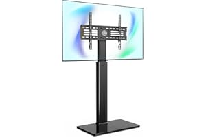FITUEYES Floor TV Stand for 32 to 65 inch TV Screen-60 Degree Swivel Mount,6 Level Height Adjustable,Hold up to 88lbs,VESA 60
