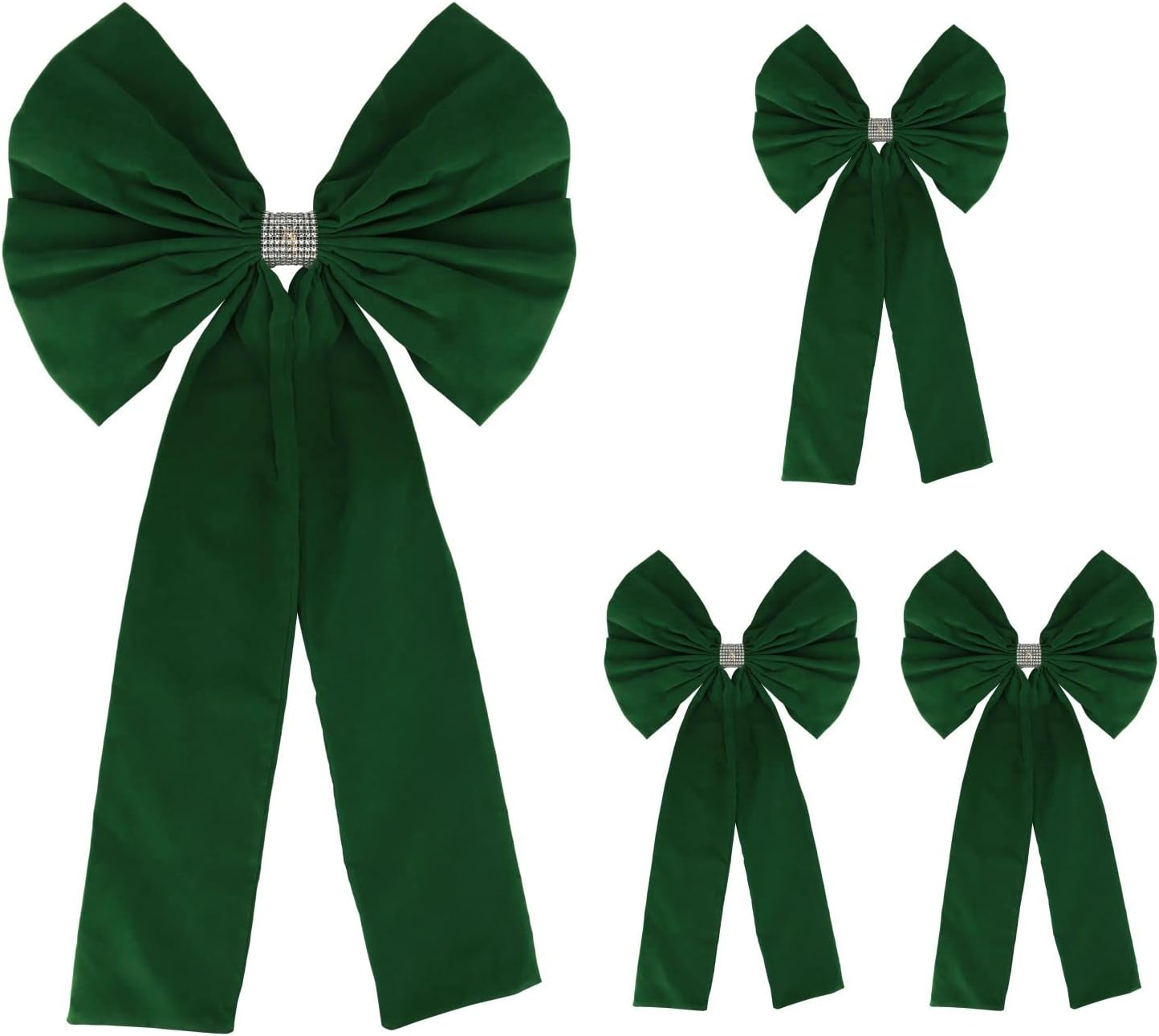 Bows & Ribbons - Meseey 4 Pcs 36x18 Inches Extra-Large Christmas Tree Topper Bow Green Velvet Ribbon Gift Bows for Christmas Home Decor, Outdoor Indoor Car Decoration (4Green)
