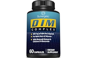 Sunergetic Premium DIM Supplement – 150mg diindolylmethane, Broccoli, Calcium D-Glucarate & Bioperine for Men & Women – DIM Complex for Menopause Support & Balance - 60 Capsules
