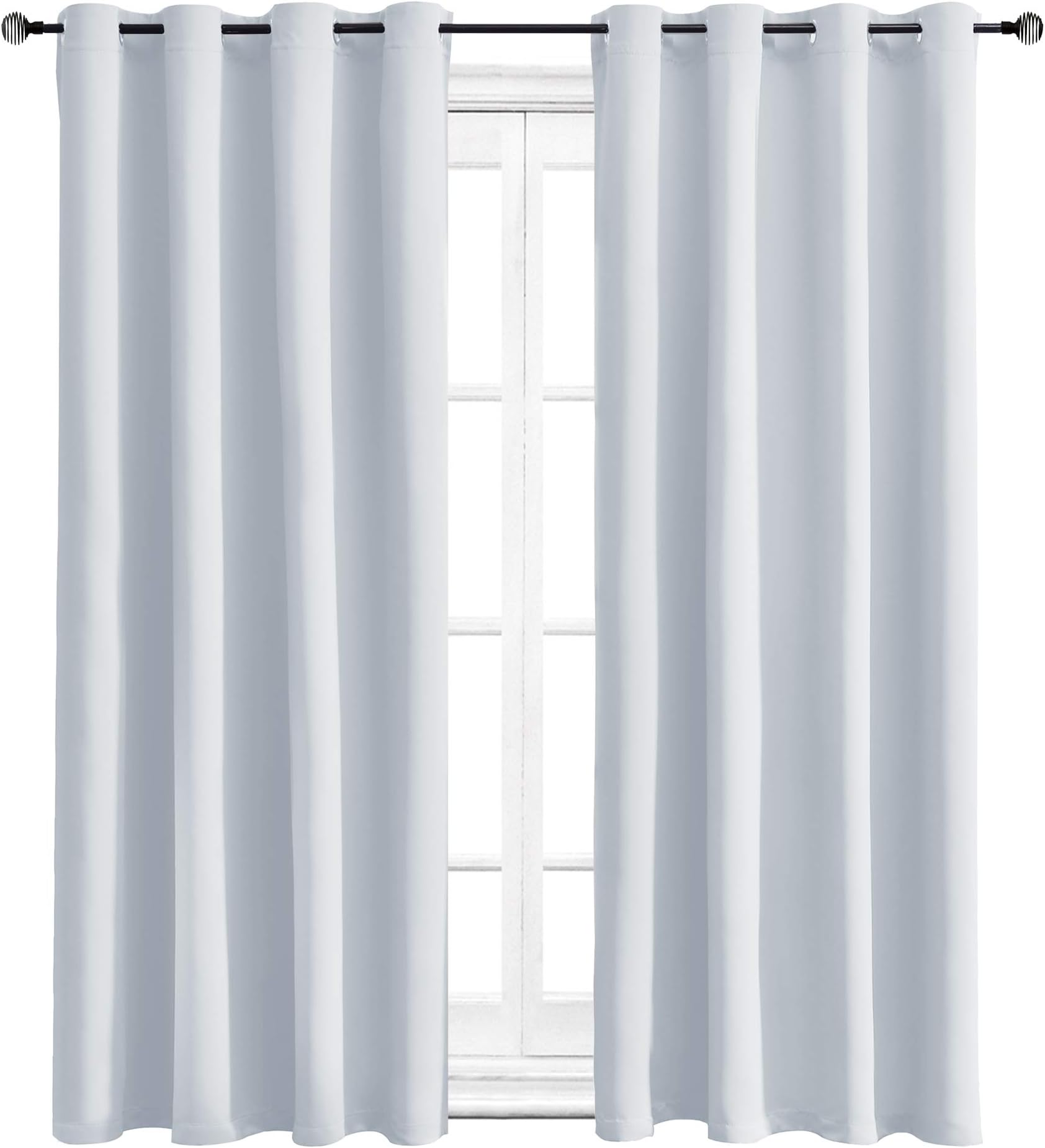 WONTEX Blackout Curtains Room Darkening Thermal Insulated Living Room Curtains, 52 x 63 inch, Greyish White, 2 Grommet Curtain Panels