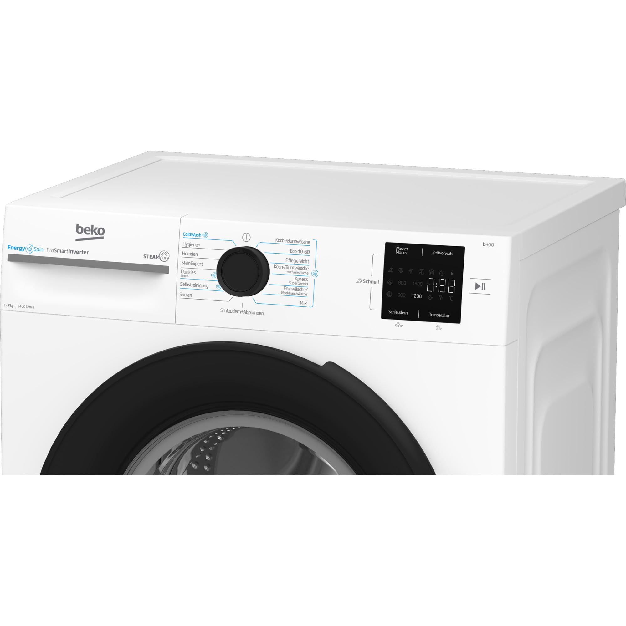 Beko BM3WFU3741X freistehende Waschmaschine, Waschvollautomat, 7 kg, EnergySpin, Schleuderwahl 1400 U/min, Dampffunktion, Hygiene+ allergikergeeignet, Coldwash Wasser-& Zeitersparnis, Weiß 6