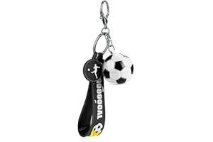 cobee Soccer Gifts Key Chain, Inspirational Silicone Key Rings Football Keychains for Boys Girls Teens Sports School Carnival Reward Party Favors(Black)