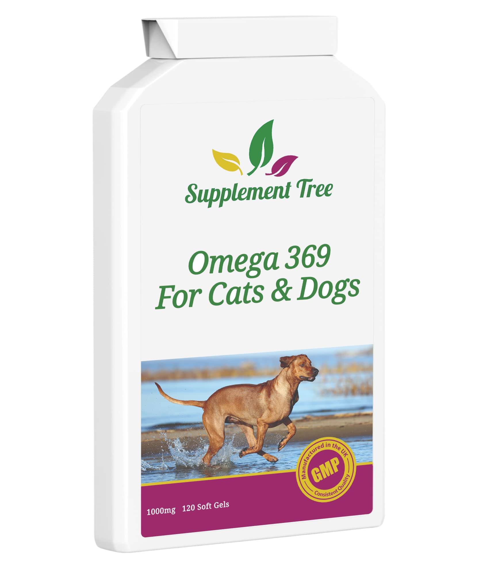 Omega 3 6 9 Fish Oil Complex for Dogs & Cats 120 Soft gels | Supplement With Added Vitamin E | Support Healthy Skin & Coat, Healthy heart, Joint & Immune System Function In Pets