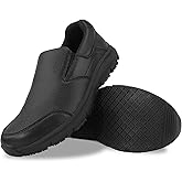 Jacata Non Slip Black Work Shoes for Women Food Service Womens Water Slip Resistant Leather Slip on Chef Walking Shoes for Restaurant Kitchen Sneakers