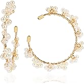 Sparkle Rhinestone Crystal Wrapped Hoop Earrings Glitter Shiny Beads Twist Large Circle Earrings Loop for Women Party Bridal Wedding Statement Jewelry