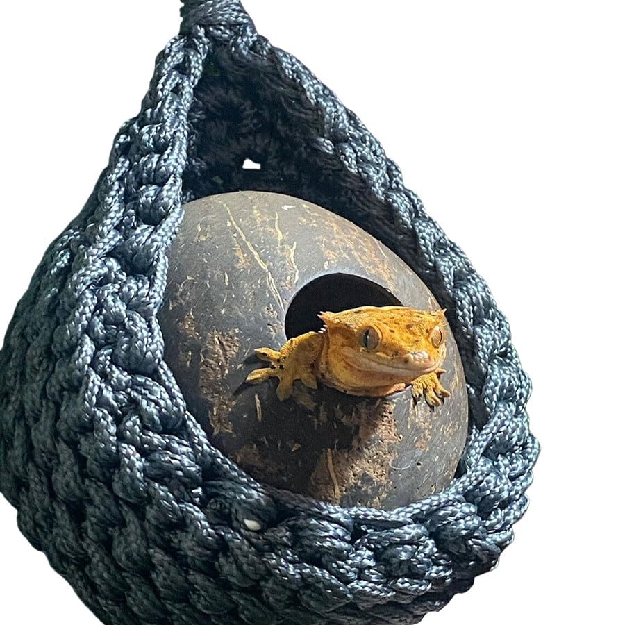 HyzaPhix Bearded Dragon Hammock Reptile Tank Accessories Lizard Lounger Hanging Terrarium Hammock for Reptiles Chameleons, Geckos, Snakes, Iguanas (No coconut shell)