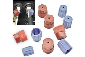 KITUREK 10PCS R134a Cap Air Conditioning Service AC System Charging Port Caps, A/C System Valve Core and Cap Kit, 13mm & 16mm Air Conditioning Cap Replacement for Most Vehicles with R134A A/C System