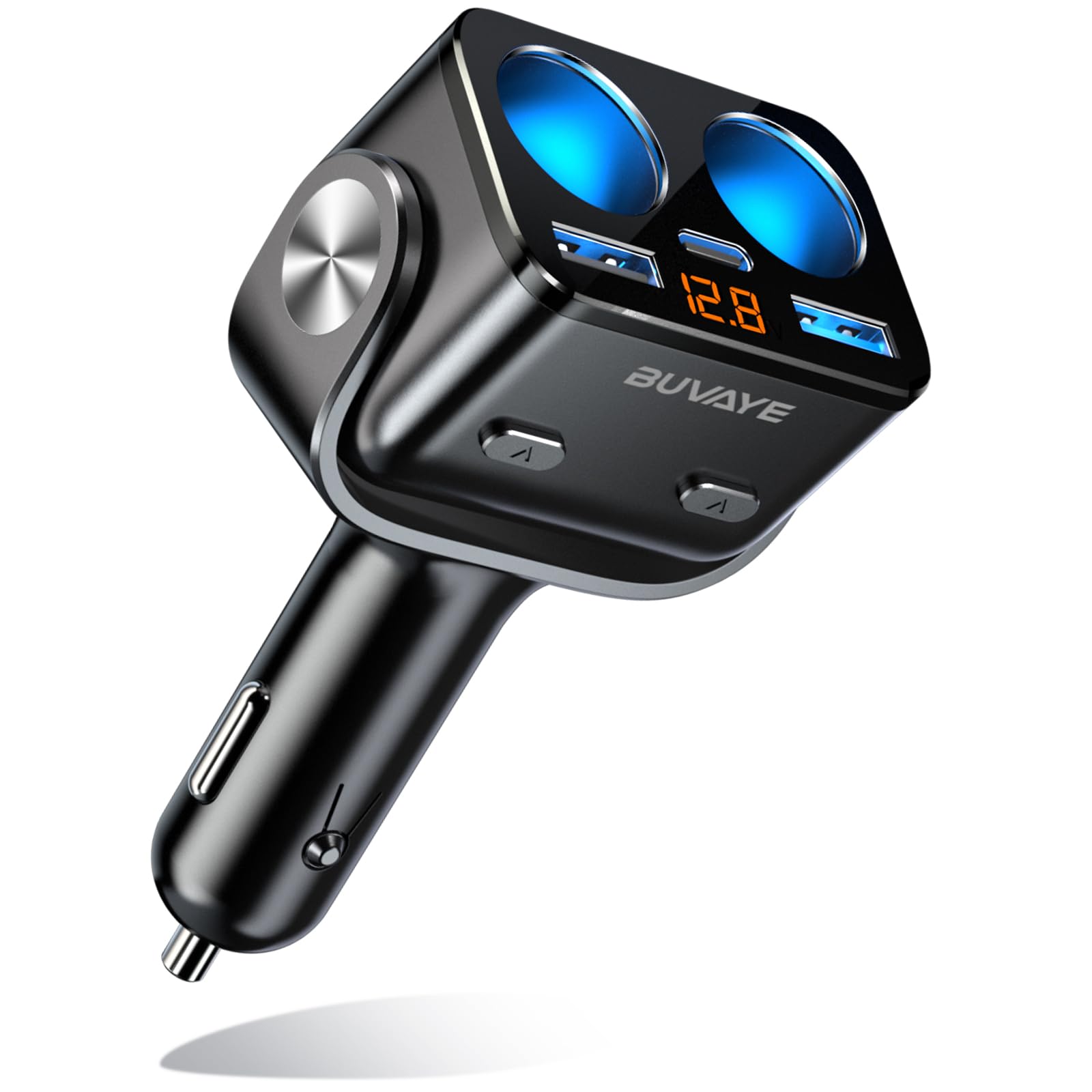 Photo 1 of 5 in 1 Car Cigarette Lighter Splitter, BUVAYE Dual QC3.0 and 30W PD USB C Cigarette Lighter Adapters for Cars 12V/24V 180-degree Adjustable Car Charger Adapter for iPhone/iPad/GPS/Dash Cam/Laptop