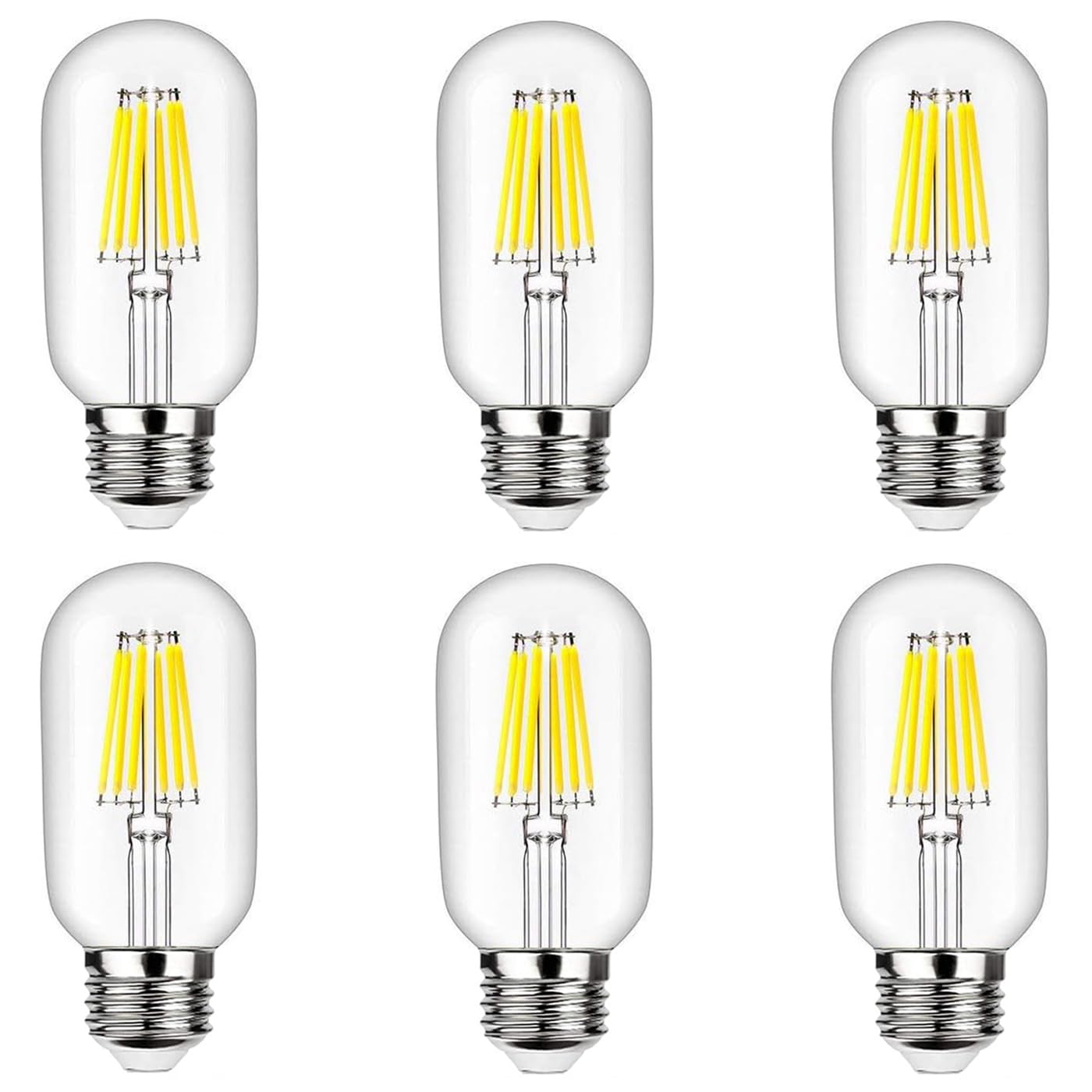 ZFQ Edison Bulb T45, 6W LED, Cold White 6500K, 60W Incandescent Equivalent, Screw E27 Base, Vintage Decorative Light Bulb (6-Pack, Non-Dimmable) — image 1