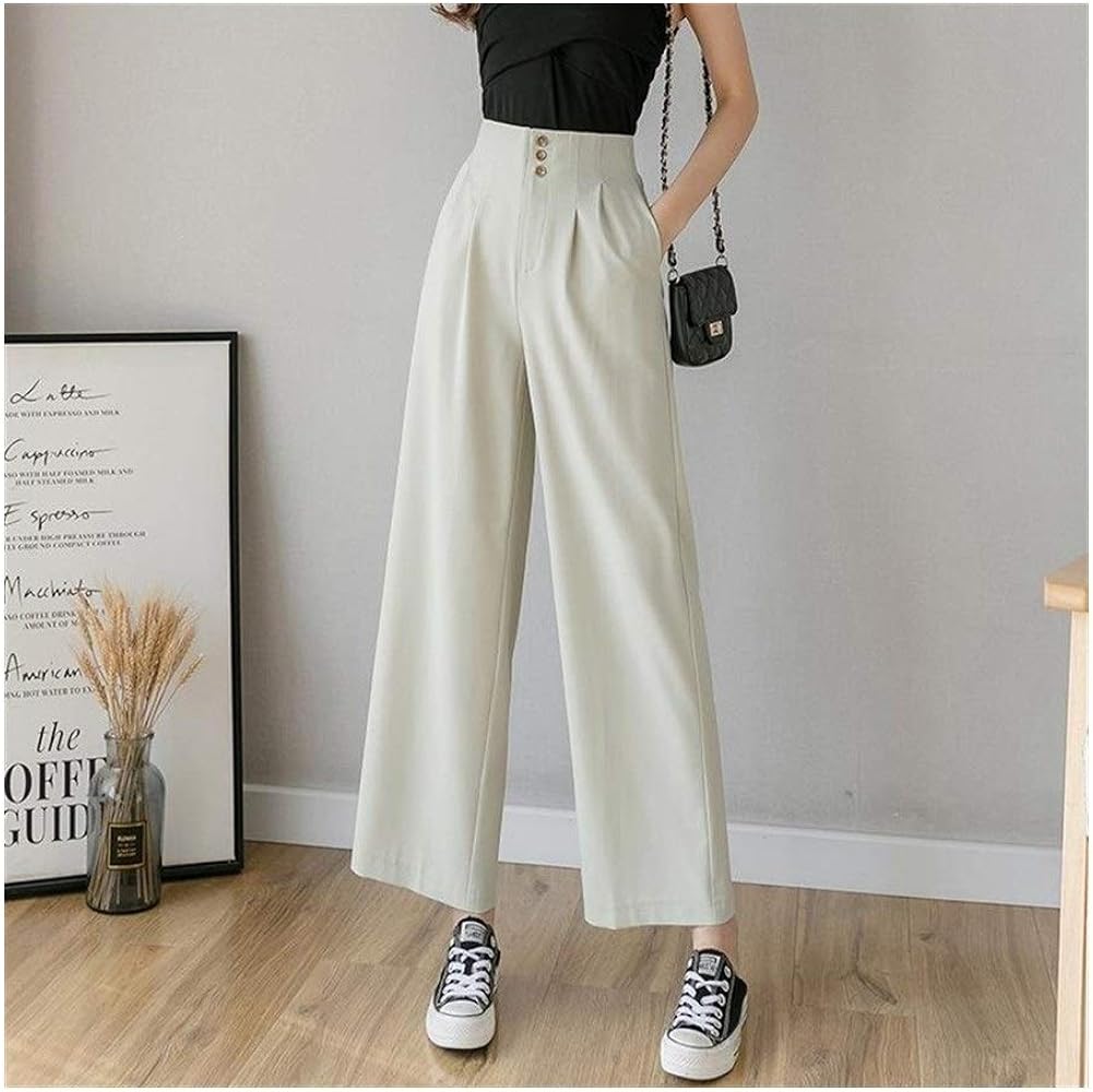 Damens Palazzo Hose Chiffon - Hohe Taille, Weites Bein Für Sommer & Freizeit