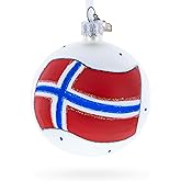 Flag of Norway Glass Ball Christmas Ornament 3.25 Inches
