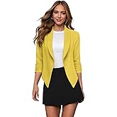 Hybrid & Company Lightweight Open Front Cardigan Classic Ruched Sleeve Work Office Blazer Suit Jackets