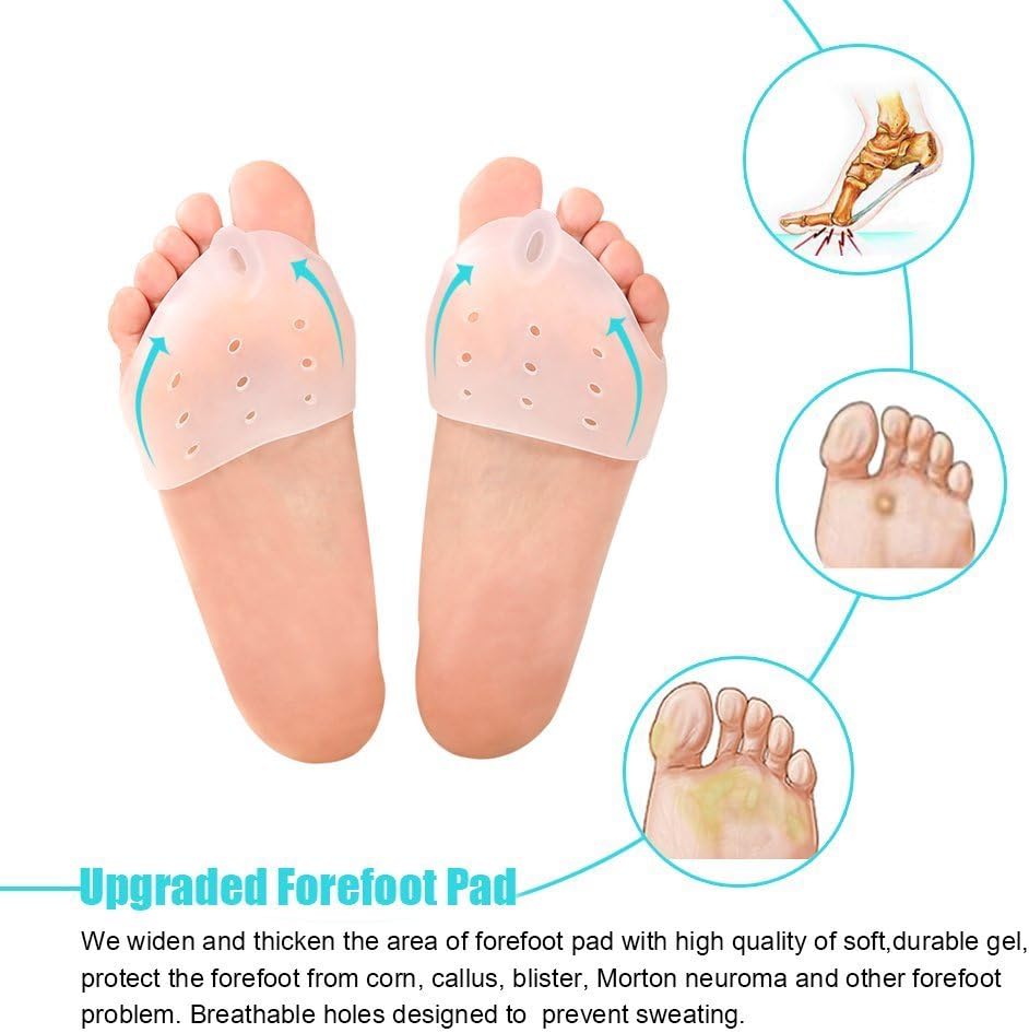 Toe Separator and Gel Bunion Pads for Hammer Toe Straightener, Crooked Toe Stretchers and Alignment, Bunion Pain Relief, Callus Blister, Hallux Valgus, Overlapping Toes Spacers, Ball of Foot Pad: Health & Personal Care