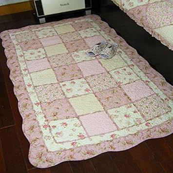 Amazon Com Ustide Rustic Floor Mat Pink Floral Rug Cotton Quilted