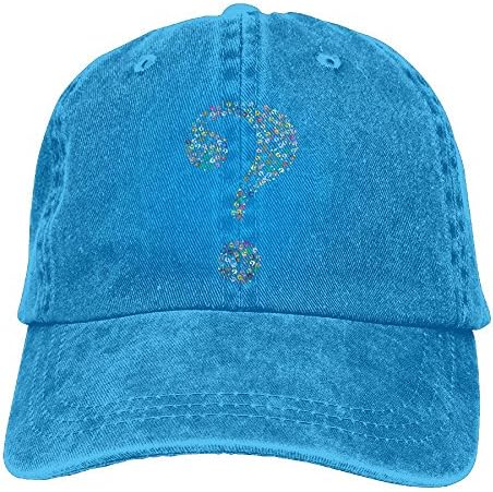 LOVECHY Prismatic question Mark Fractal Adjustable Cotton Denim Baseball Cap HatRoyalBlue