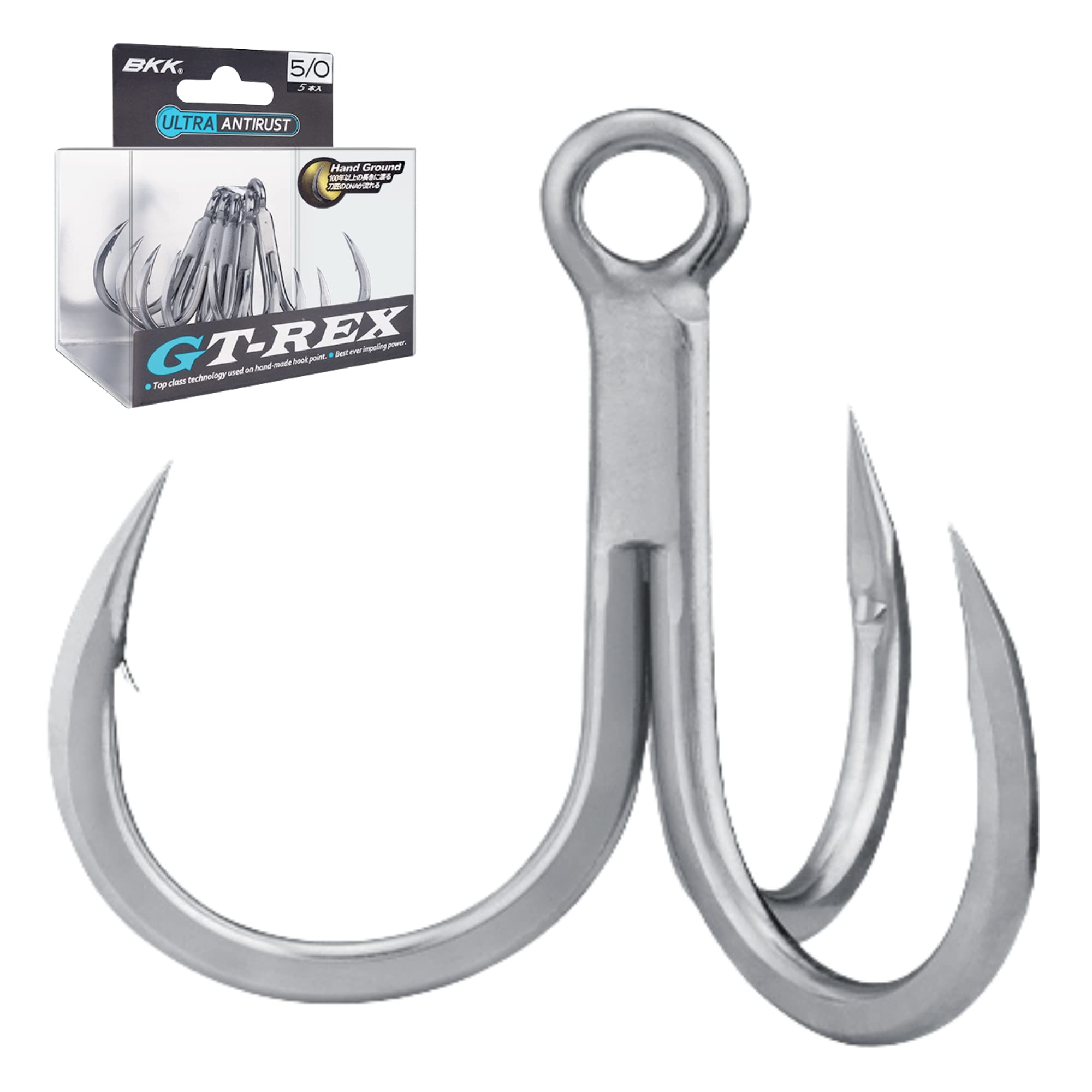 Photo 1 of BKK GT-REX Treble Hook | 7/0 | 4-Pack | 7X | Saltwater Ultra-Antirust Coating | Hand Ground | Popping & Stick Baits