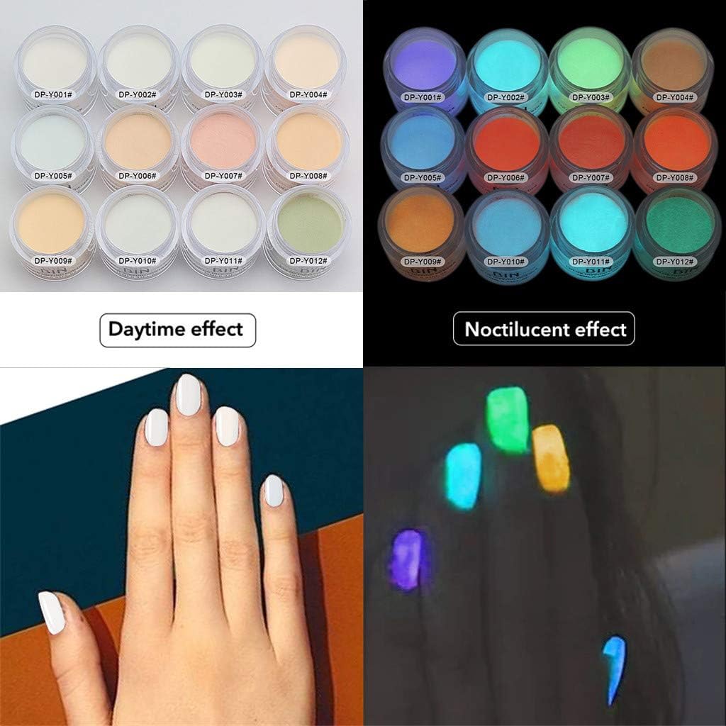 CapsA Glow in The Dark Pigment Powder Nail Powder Dust Nail Glitter Gradient Glitter Iridescent Resin Pigment for Nail Polish Paint Slime Acrylic Art Craft Skin Safe and Long Lasting