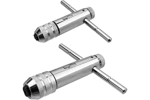 ANBOO 2Pcs Ratchet Tap Wrench T Handle, Adjustable T Bar Handle Holder Ratcheting Tap Wrench Capacity Range for Metric M3-M8 