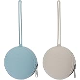 Nupoopy 2 Pack Silicone Pacifier Holder Case, Ether/Light Grey | BPA-Free Silicone Newborn Pacifier Holder for Baby Boys &amp; Girls, Travel Pacifier Storage Case for Diaper &amp; Strollers