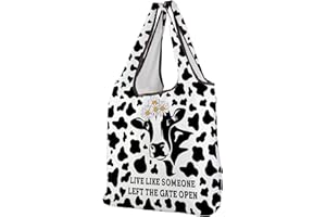 CMNIM Cow Gifts Cows Print Foldable Tote Bag Cows Lover Gift Live Like Someone Left the Gate Open Reusable Grocery Bag
