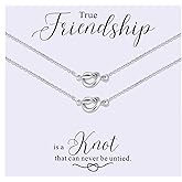 Ukodnus Best Friend Knot Promise Necklace Set of 2, Matching Friendship Knot Necklaces for Women, Dainty BFF Jewelry Gift for Two Friends, Tie the Knots Pendant, Gift for Her