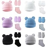 Degpum 6 Pcs Preemie Hats Mittens and Socks Set Cotton Preemie Infant Cotton Caps Gloves and Socks Preemie Mittens Warm Terry Socks for Preemie Baby