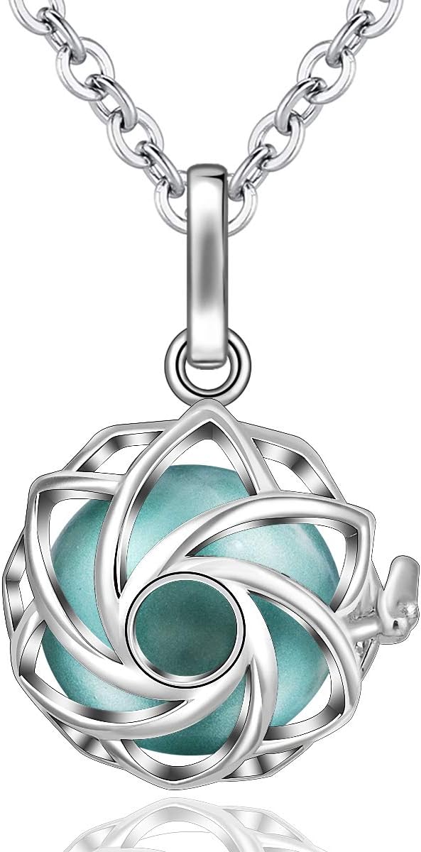 Harmony Bola Necklace Yoga Lotus Locket Pendant Necklace with The Music Chime Bell Women Jewellery, Romantic Gift 30"