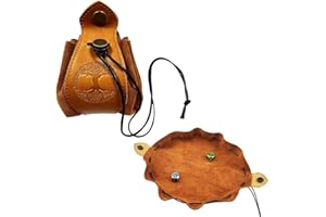 Rollooo Celtic Tree DND Gifts Dice Bag - Tray with Drawstring & Button Genuine Leather Dice Pouch Storage Bag for d&d Dices Jewelry Coin & Small Accessories