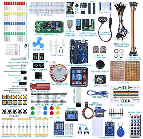 AGOAL UNO R3 Development Board Project Starter Kit Compatible with Arduino with Tutorial, Electronics Component Kit Included Breadboard, DHT 11 Temperature-Humidity Sensor 1-Pack