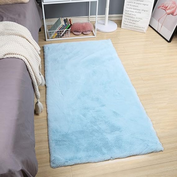 LXSHMF Piel De Conejo Falso Salón Alfombra Shaggy,High Pile Cabecera