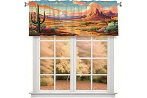 Ivolege Desert Cactus Pattern Window Valance 54x18 in, Kitchen Living Room Valances Farmhouse Country Rustic Bathroom Small W