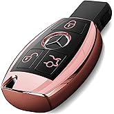 Intermerge for Mercedes Benz Key Fob Cover, Premium Soft TPU Key Case Cover Compatible with Mercedes Benz C E S M CLS CLK G Class Keyless Smart Key Fob_Rose Gold