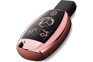 Intermerge for Mercedes Benz Key Fob Cover, Premium Soft TPU Key Case Cover Compatible with Mercedes Benz C E S M CLS CLK G Class Keyless Smart Key Fob_Rose Gold