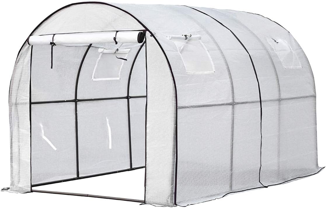 Sekey Walk-In Foliengewächshaus, Folientunnel 200x300x190cm Gewächshaus, weiß