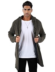 Mens Hooded Cardigan Long Cardigans Sweater Shawl