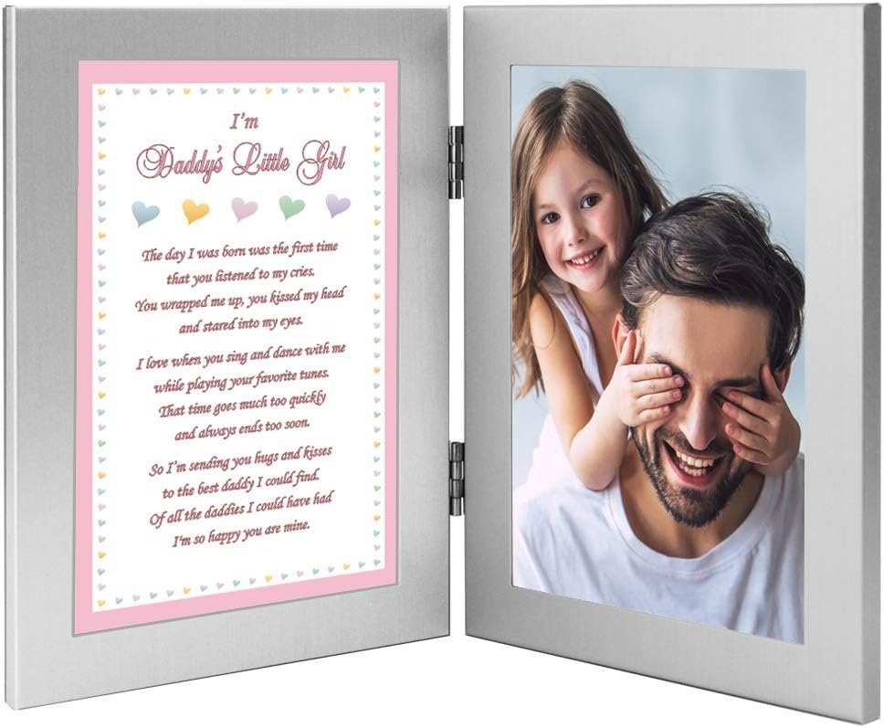 Poetry Gifts Daddy's Little Girl Sweet Gift from His Daughter, Add 4x6 Inch Photo to Double Frame