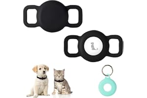 PuppyDoggy 2 Pack Silicone Dog Collar Tag Holder, Dog Cat Tracker Case Waterproof, Scratch-Resistant, Anti-Lost & 1 Pack Keyc