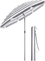 CHRISTOW 2m Beach Umbrella Tilting Parasol UV 30+ with Bag Grey/White