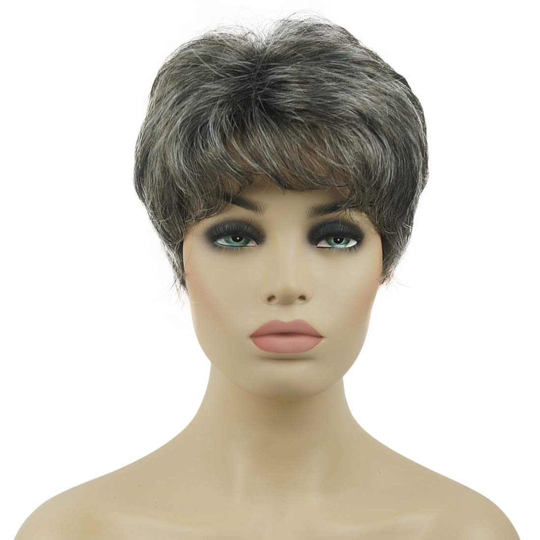 Lydell Women's Wigs Natural Gray Short Curly Hair Synthetic Full Wig — image 1