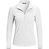 Pioneer Camp Women's Grid Fleece Lined Running Jacket Full Zip Winter Athletic Workout Scrub Jacket with Thumb Holes Midlayer