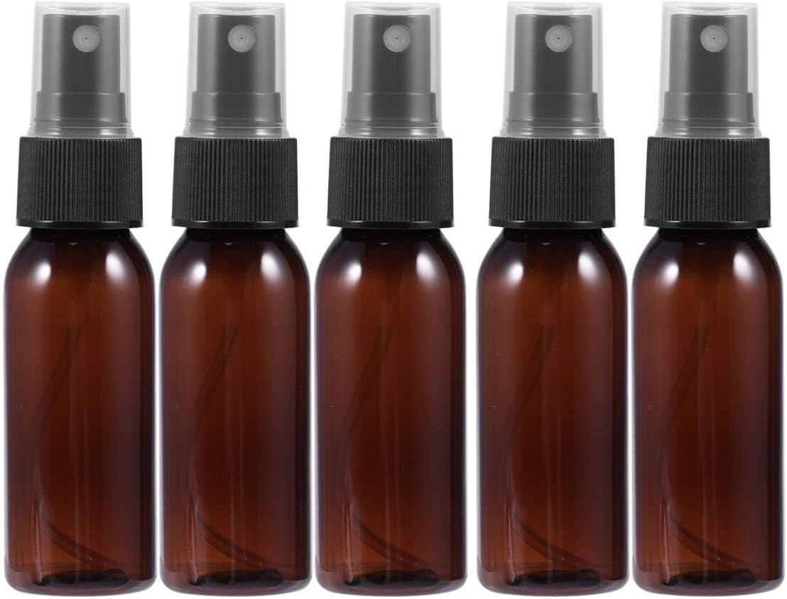 Beaupretty 10pcs Plastic Empty Spray Bottles Black Trigger Sprayer Mini Refillable Container for Water Essential Oils Make Up 30ml (Brown)
